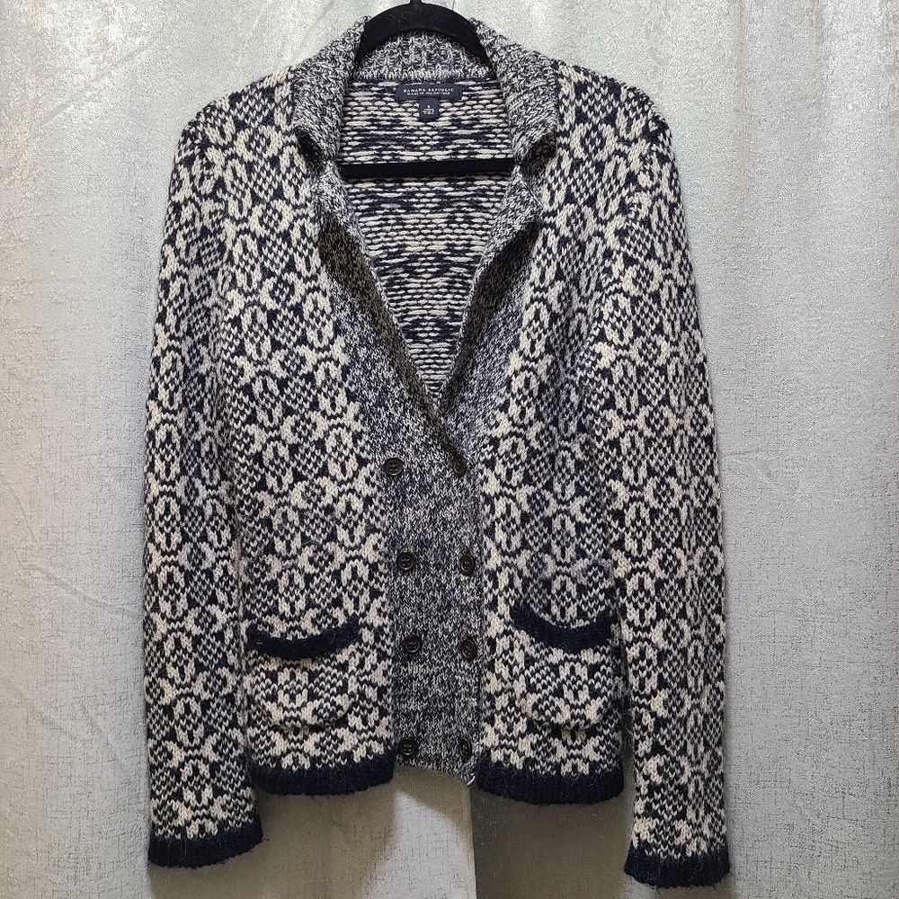 Banana Republic Alpaca Wool‎ Blend Cardigan Pattern Grandma Sweater size S